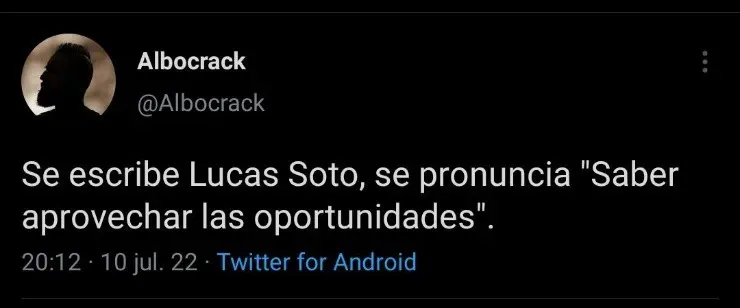 Hinchas enloquecen con el partido de Lucas Soto | Imagen: Twitter