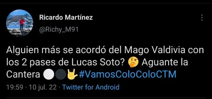 Hinchas enloquecen con el partido de Lucas Soto | Imagen: Twitter