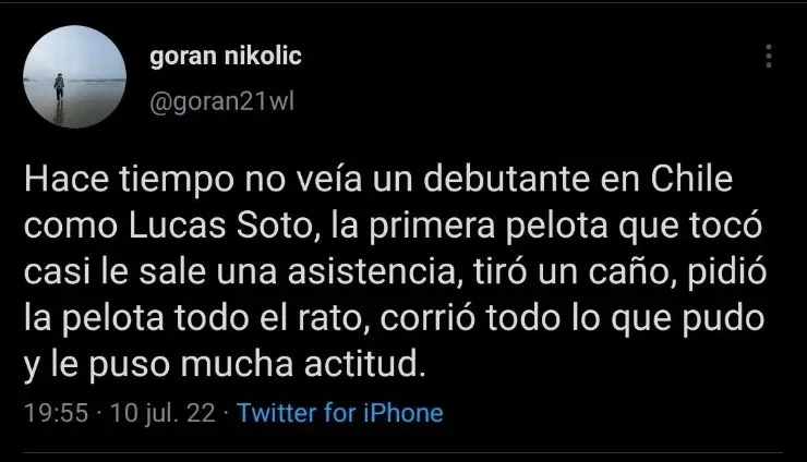 Hinchas enloquecen con el partido de Lucas Soto | Imagen: Twitter