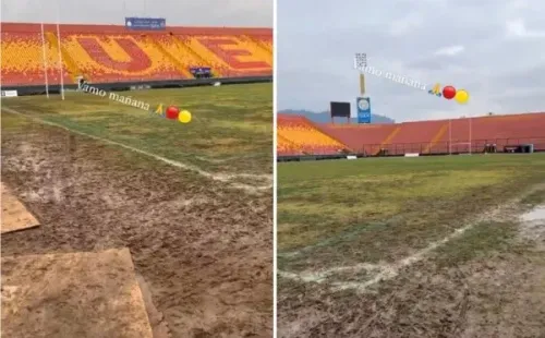 Así quedó la cancha del Santa Laura | Imagen: Instagram Felipe Méndez