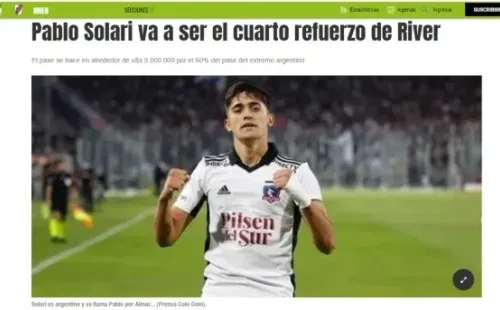 Olé también destacó el paso de Solari a River Plate. | Foto: Captura.