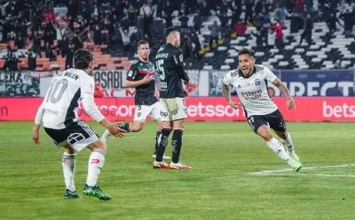 Marcos Bolados le dio el triunfo a Colo Colo ante Palestino jugando de 9. Fuente: Guillermo Salazar.