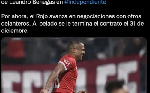 La continuidad de Leandro Benegas en Independiente no está asegurada | Imagen: Captura