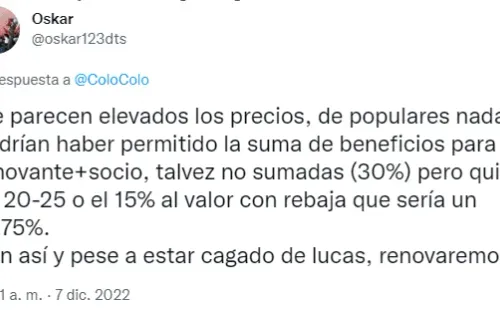 Hinchas de Colo Colo reaccionan al precio de los abonos.