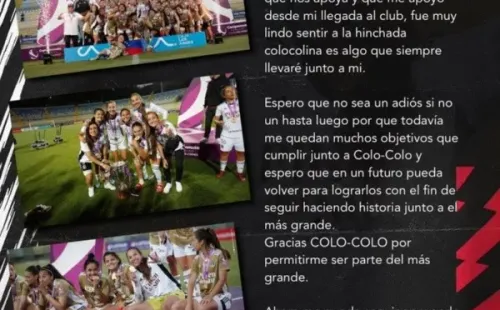 Antonia Canales agradeció a la hinchada colocolina y espera volver a Macul