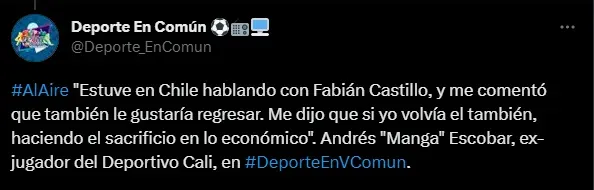 Declaración de Andrés Escobar sobre el posible futuro de Fabián Castillo.