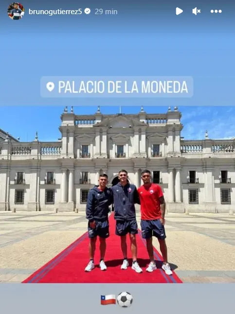 Tres canteranos de Colo Colo en el homenaje de La Moneda | Foto: Instagram Bruno Gutiérrez