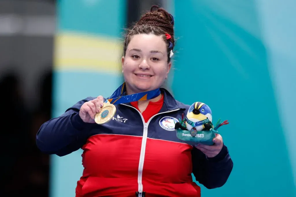 Tamara Leonelli y una nueva presea dorada para el Team Para Chile. Créditos: Pepe Alvujar/Parapanamericanos STGO 2023 via Photosport