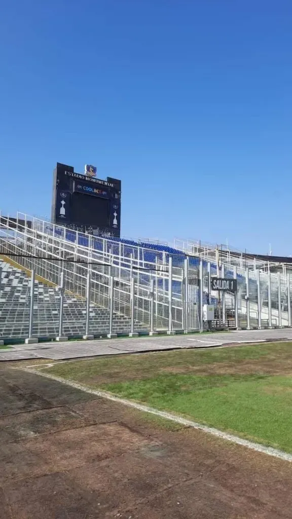 El estado de la cancha del Estadio Monumental.