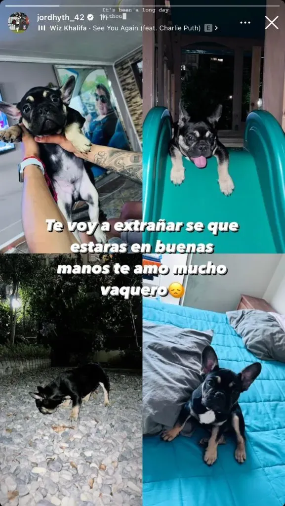 El mensaje de Jordhy Thompson en Instagram.