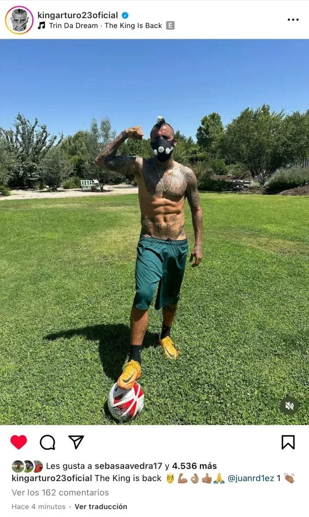 Publicación de Arturo Vidal en Instagram.