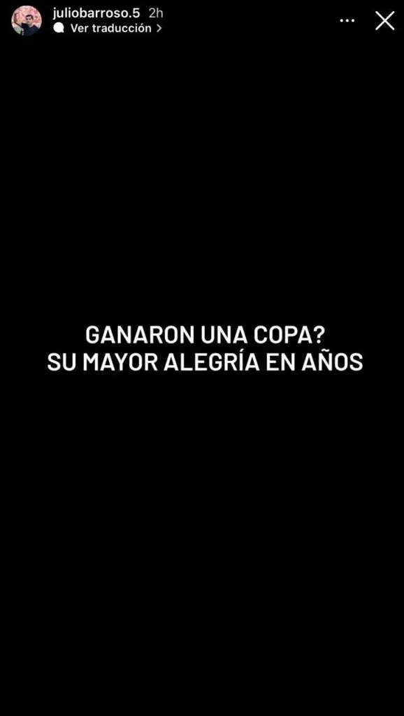 Julio Barroso se burla de las celebraciones de la U. Imagen: Historia de Instagram de Julio Barroso