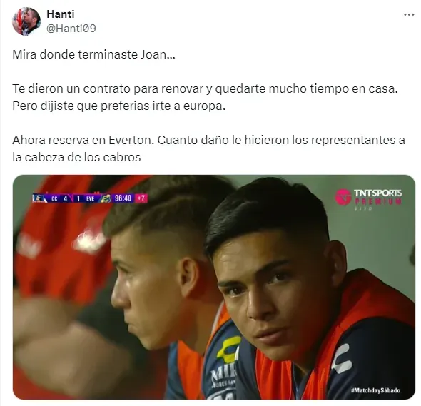 Hinchas de Colo Colo comentando imagen viralizada de Joan Cruz. (Foto: captura)