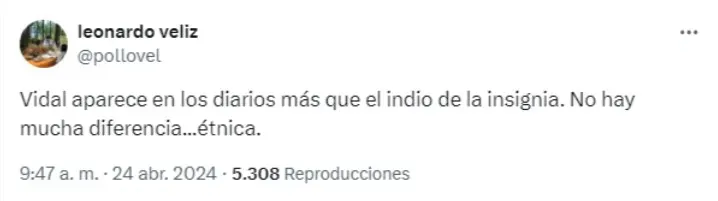 El tuiteo de Leonardo Véliz en contra de Vidal