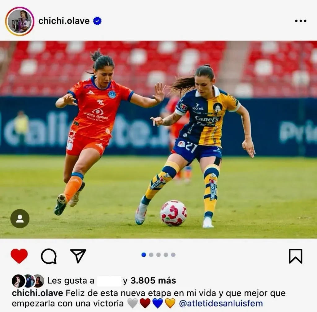 Isidora Olave en su debut con el Atlético San Luis en México. (Foto: Captura)