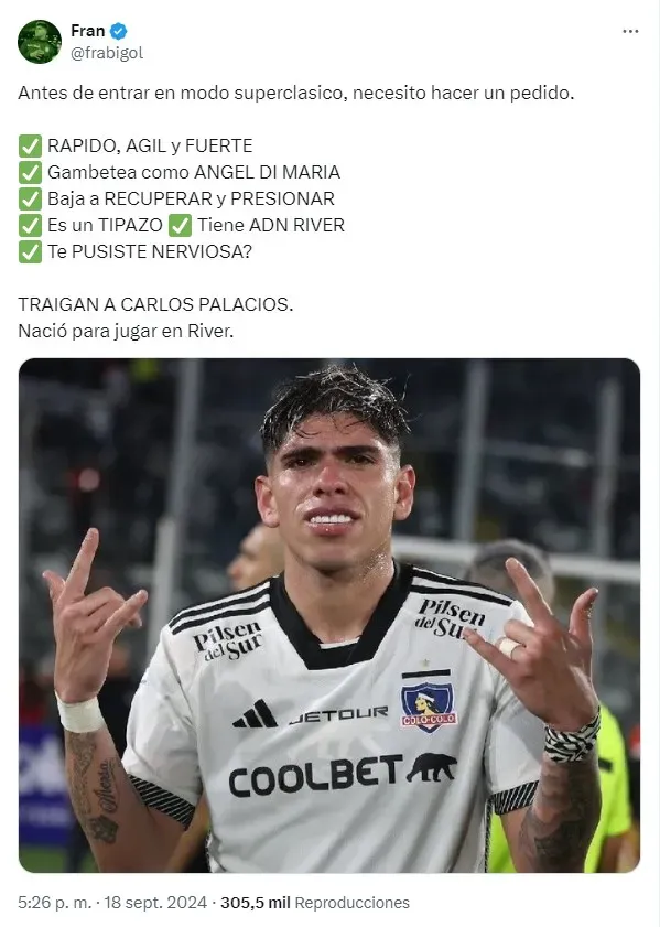 El comentario del famoso tuitero de River Plate.