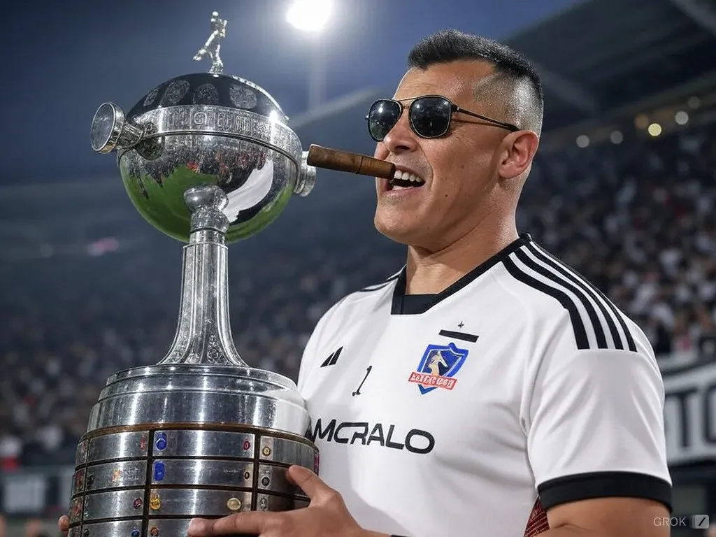 Jorge Almirón ganando la Copa Libertadores con Colo Colo.