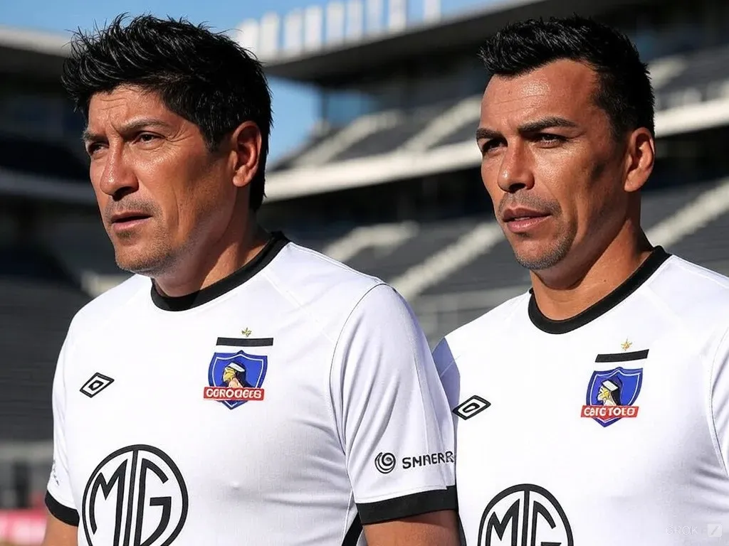 Iván Zamorano junto a Esteban Paredes con la camiseta alba.