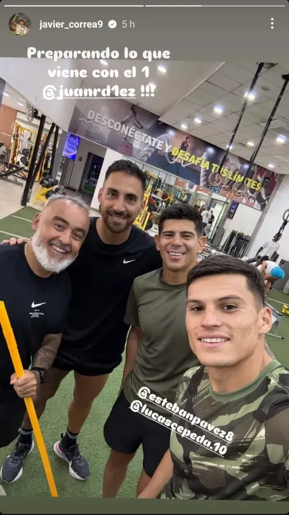 Javier Correa ya se prepara para lo que será el 2025 con Colo Colo. Imagen: Historia de Instagram de Javier Correa
