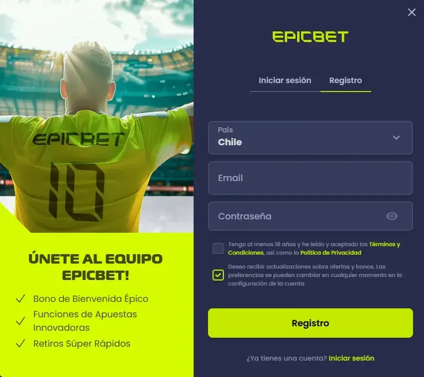 bono de bienvenida Epicbet