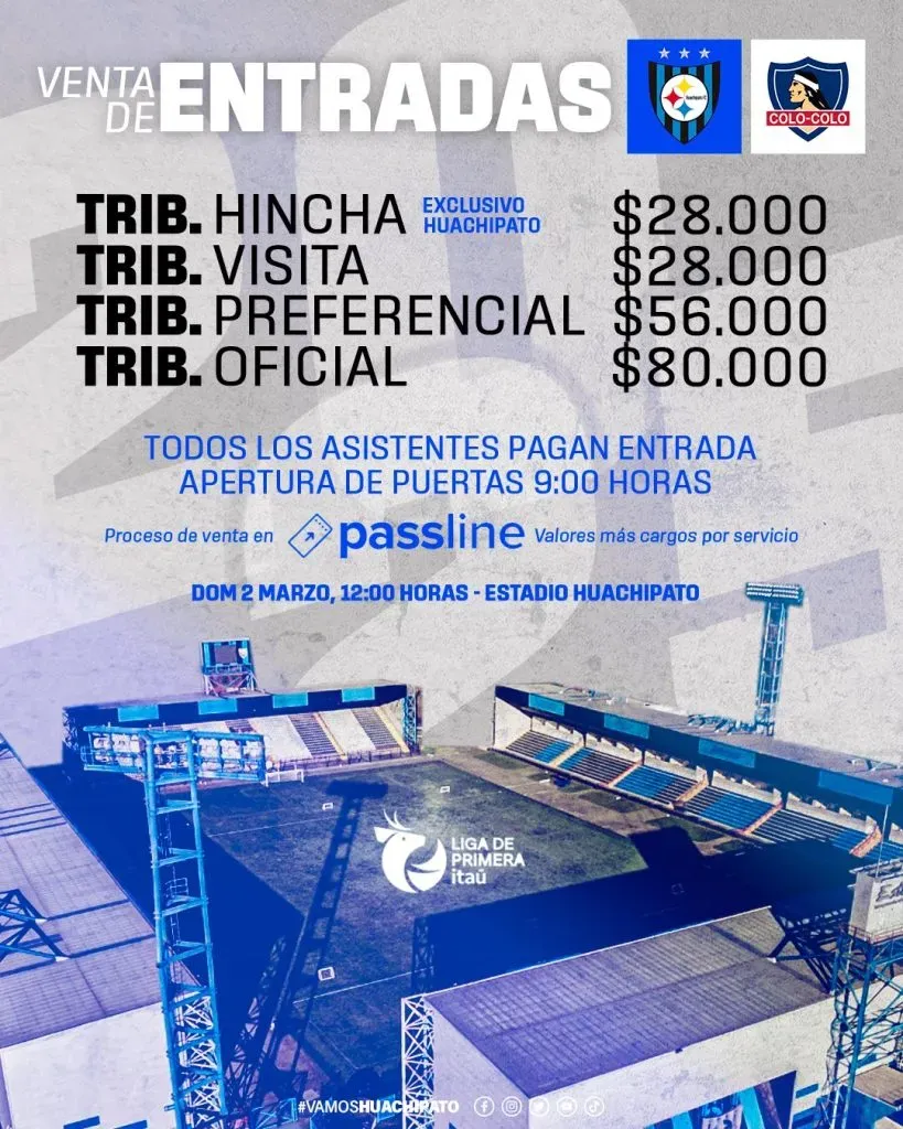 Entradas para el partido de Colo Colo vs Huachipato. (Foto: @Huachipato)