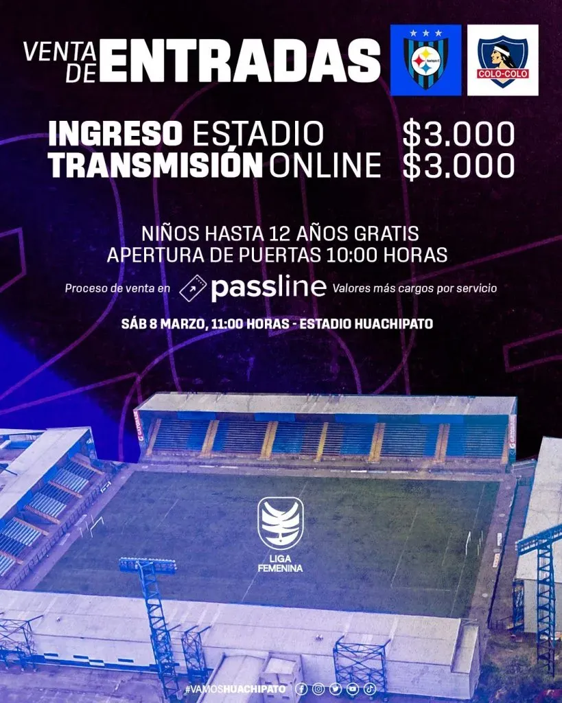 Huachipato informa por entradas vs Colo Colo femenino. (Foto: @Huachipato)