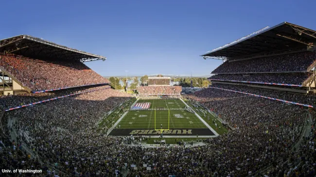 El antes y el después del Husky Stadium