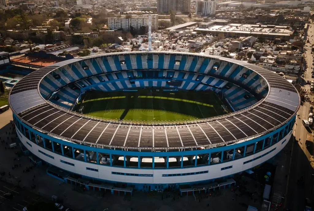 AVELLANEDA, ARGENTINA – AUGUST 30: Aerial view of Presidente Peron Stadium prior to a second leg quarter final match between Racing Club and Boca Juniors as part of Copa CONMEBOL Libertadores 2023 on August 30, 2023 in Avellaneda, Argentina. (Photo by Marcelo Endelli/Getty Images)