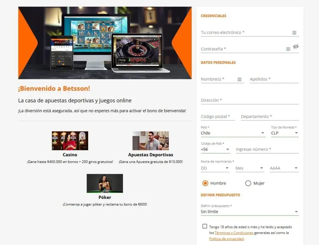 código promocional betsson