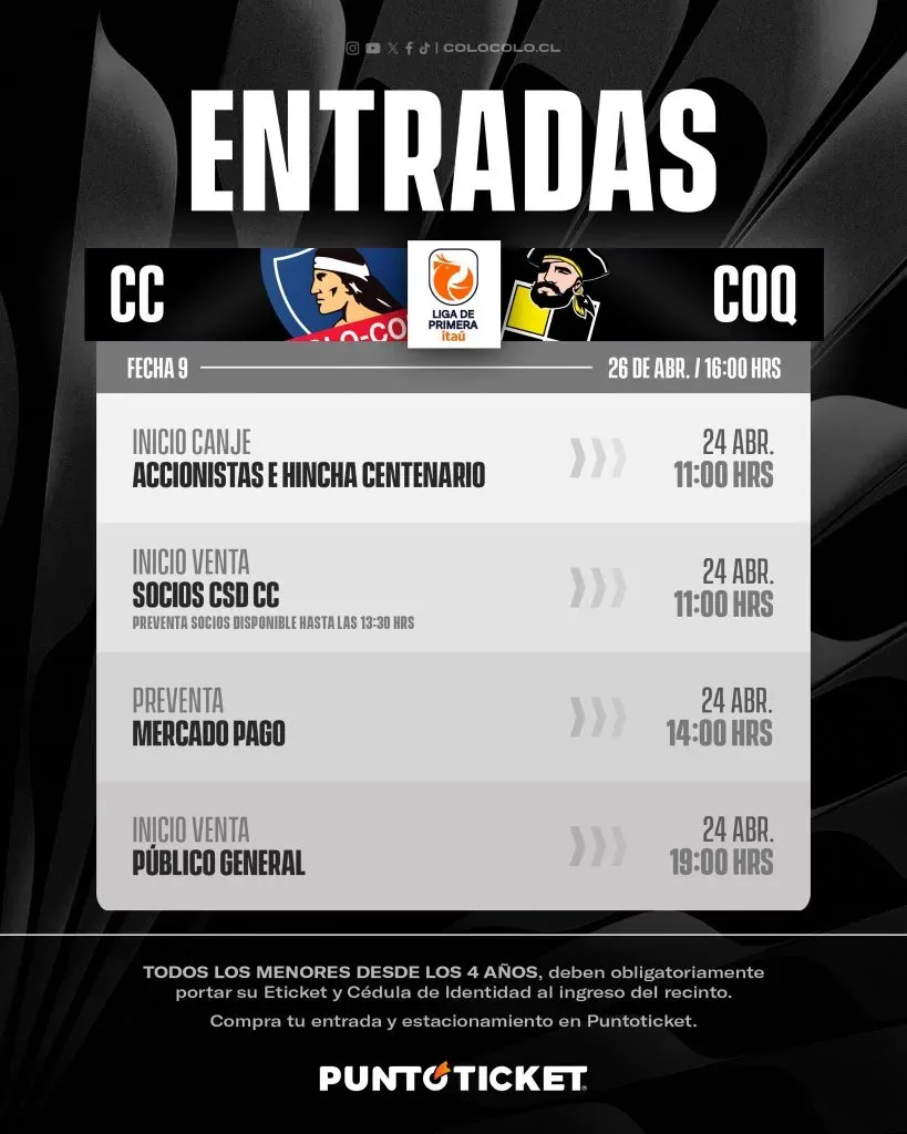 La venta de entradas para Colo Colo vs Coquimbo. Imagen: Colo Colo Oficial