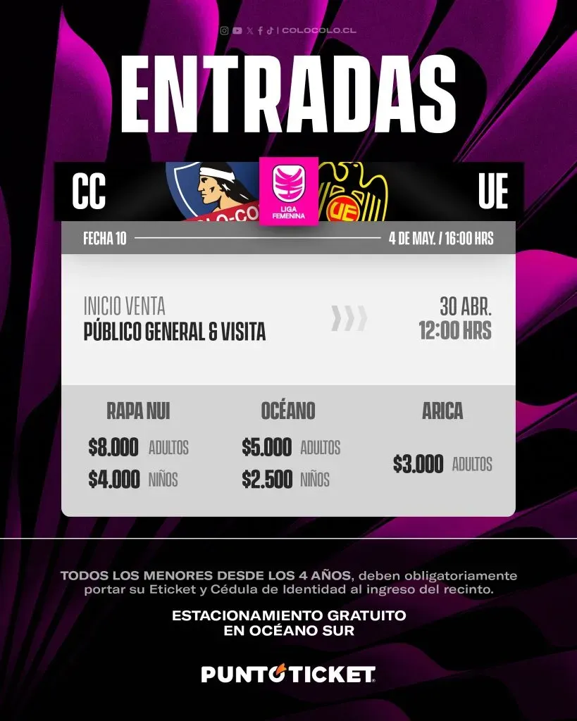 Información de la venta de entradas. (Foto: @ColoColoFem)