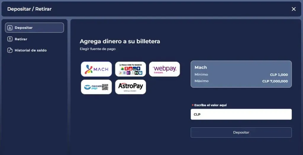 Métodos de pago Estelarbet