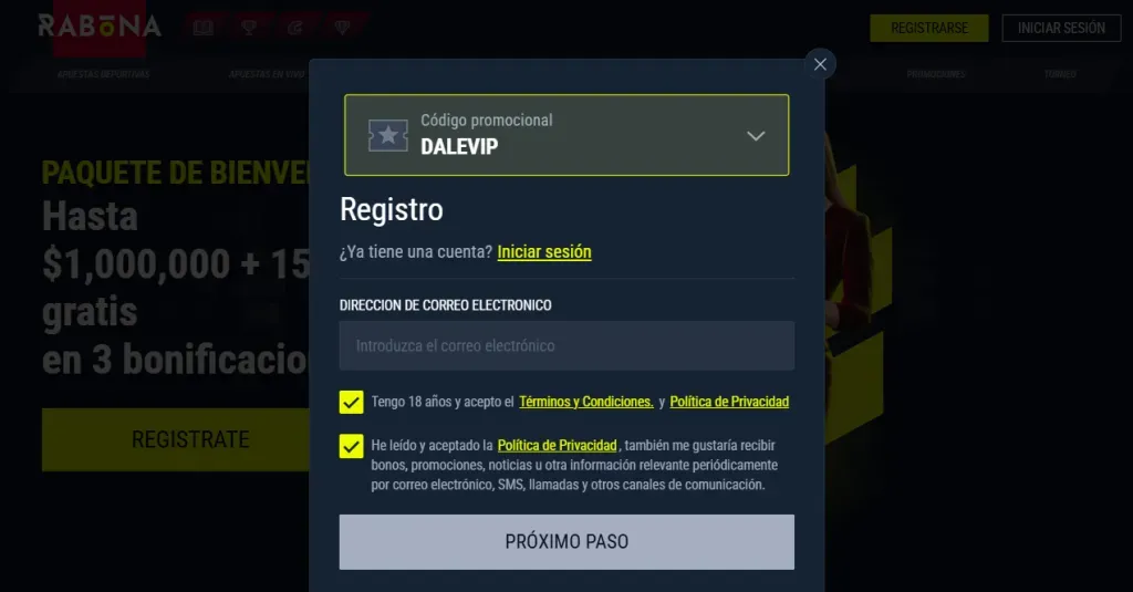 Código promocional Rabona