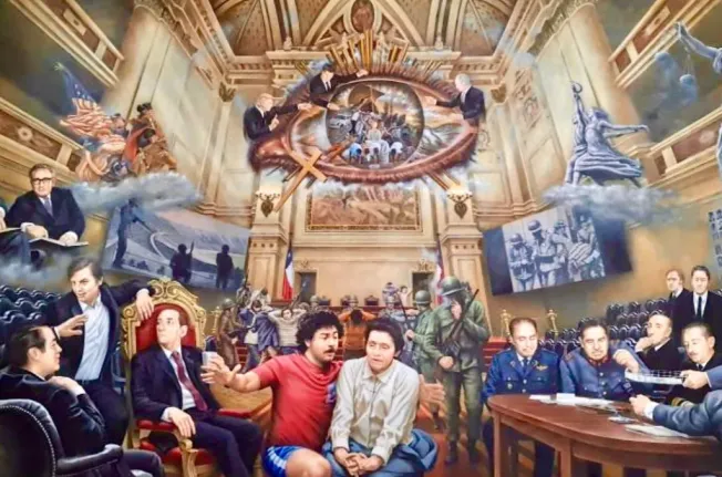 Detalles de la obra inspirada en Carlos Caszely.