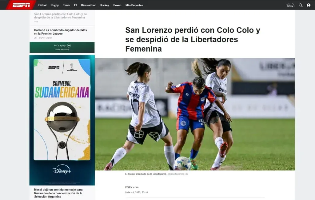 La reacción de ESPN Argentina a la clasificación colocolina.