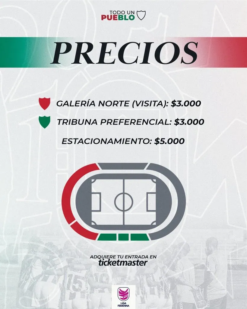 Precios de las entradas para ver a Colo Colo femenino en La Cisterna. (Foto: @CDPalestinoFem)