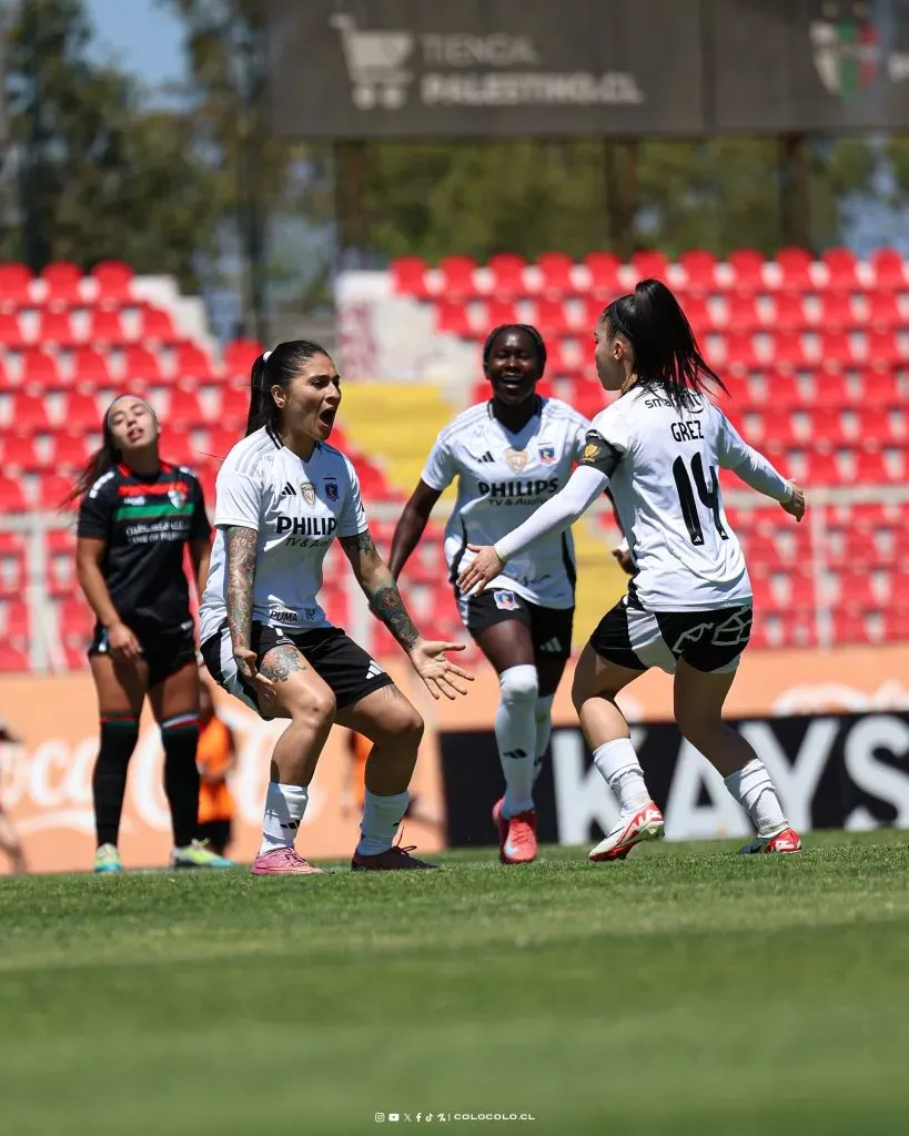 Colo Colo consiguió un positivo resultado por 5-0 ante Palestino por la ida de los cuartos de final de la Liga Femenina. Foto: Colo Colo Femenino.