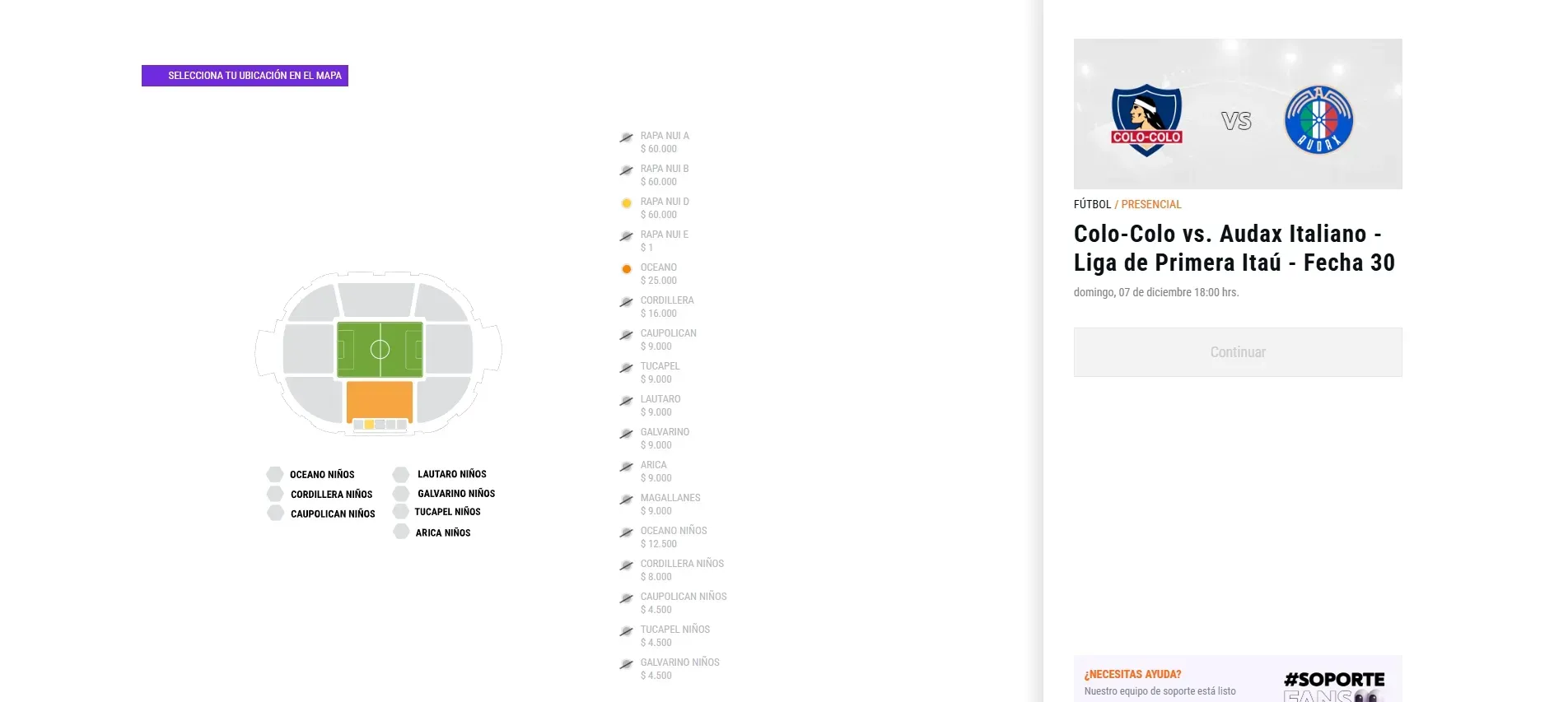 Entradas para el partido con Audax Italiano. (Foto: captura)