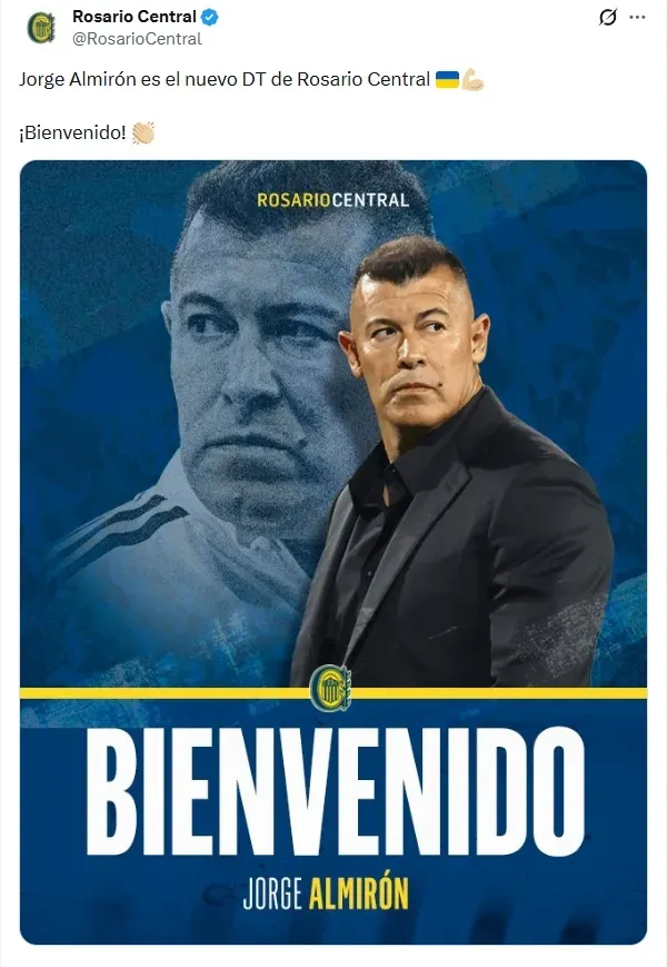 Rosario Central confirma a Jorge Almirón como DT. (Foto: captura)