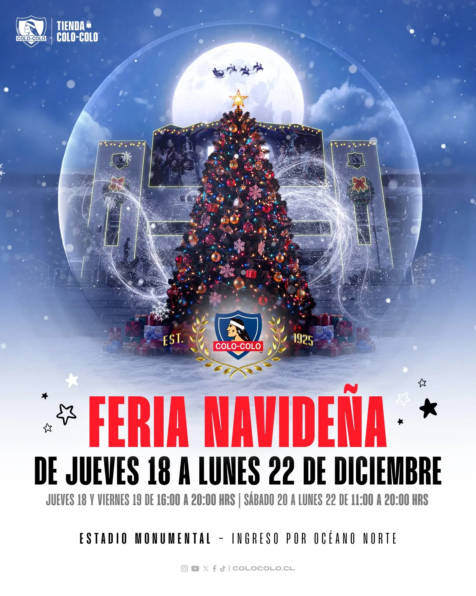 Feria navideña en el Estadio Monumental. (Foto: @ColoColo)