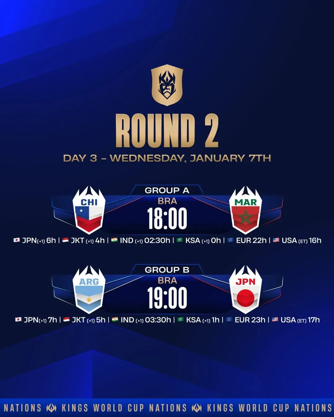 La programación para la segunda jornada del Mundial de la Kings League en Brasil. Foto: Kings League MX/Instagram.