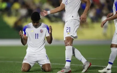 Johan Venegas festejando el primer tanto con el que Costa Rica se puso en ventaja.