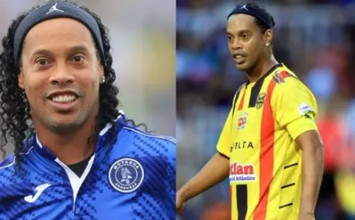 Ronaldinho con las camisetas del Motagua y Real España (Foto: Diario AS)