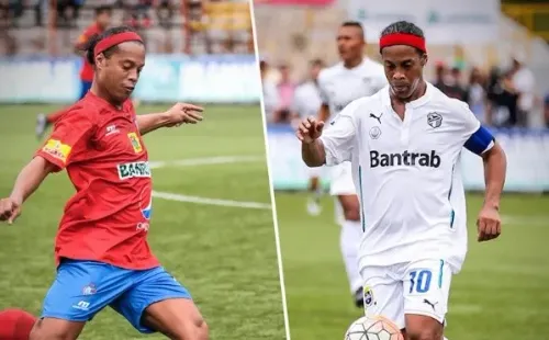Ronaldinho con las camisetas de Municipal y Comunicaciones (Foto: El Informal).