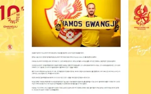 La nota sobre Marco Ureña en la pagina web del club coreano