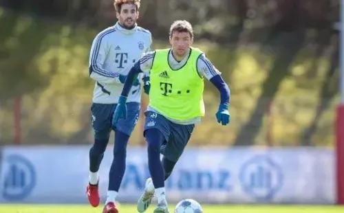 Thomas Muller en un entrenamiento reciente con el Bayern Munich.