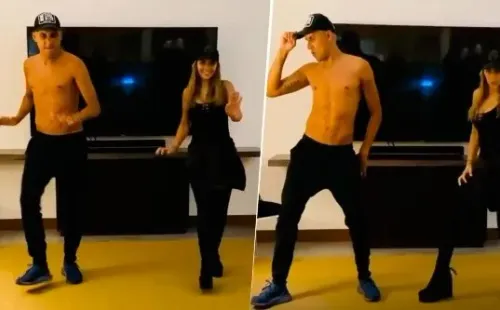 Keylor Navas bailando junto a Andrea Salas, una de las formas en que el tico pasó el tiempo