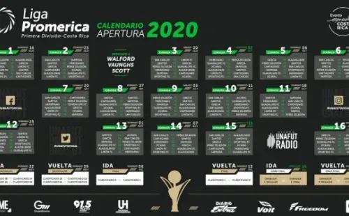 Calendario del Apertura 2020 (Foto: Unafut)