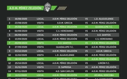 El fixture personalizado de Pérez Zeledón (Fuente: Unafut)
