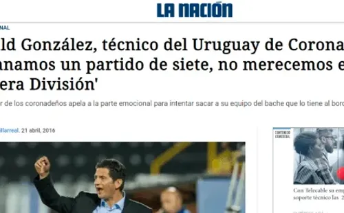 La frase de Ronald González cuando dirigía Uruguay de Coronado. (La Nación)